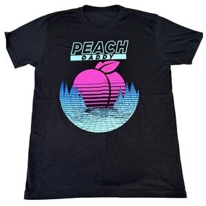 Peach‎ Daddy Retro Vaporwave Graphic T-Shirt Mens Black Neon Synthwave Tee M